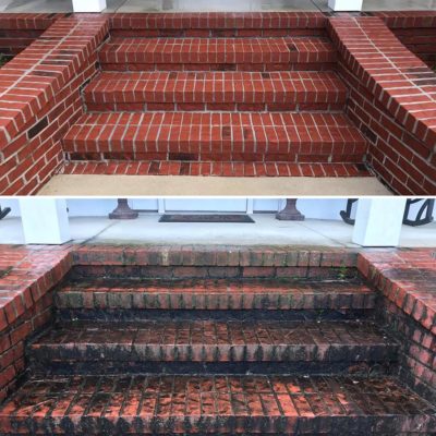 Mildew Removal on Brick Entryway